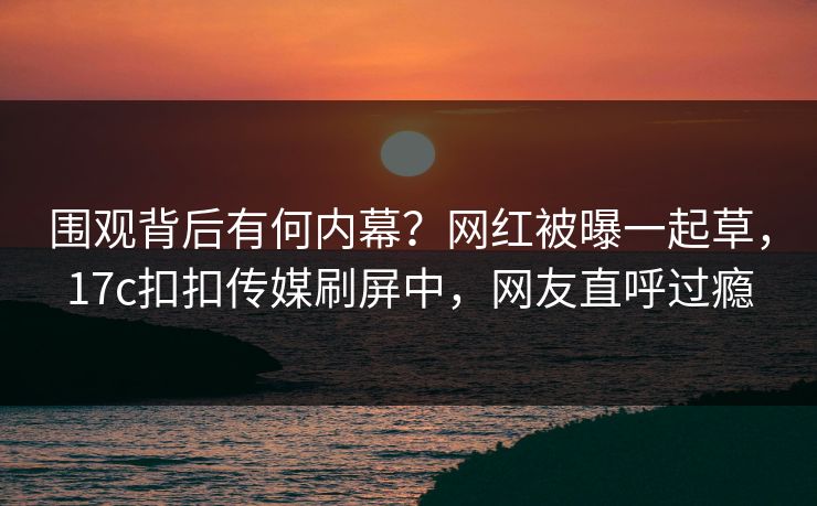 围观背后有何内幕？网红被曝一起草，17c扣扣传媒刷屏中，网友直呼过瘾