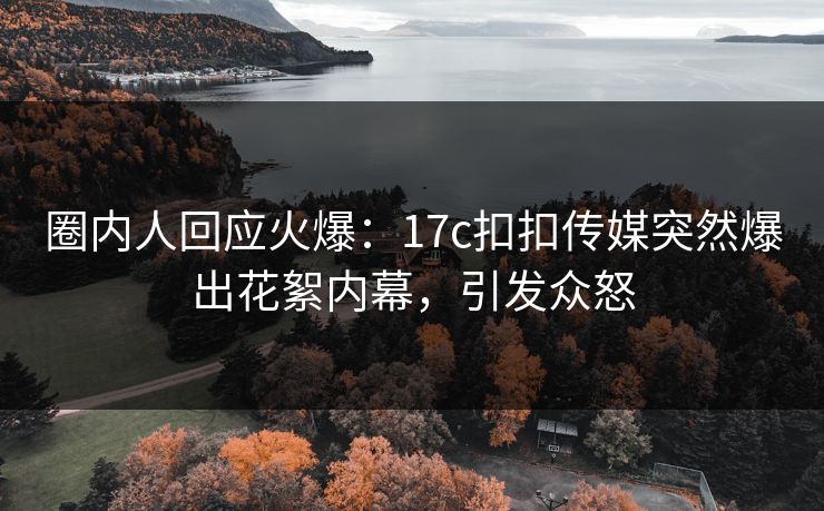 圈内人回应火爆：17c扣扣传媒突然爆出花絮内幕，引发众怒