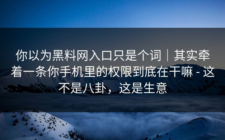 你以为黑料网入口只是个词｜其实牵着一条你手机里的权限到底在干嘛 - 这不是八卦，这是生意