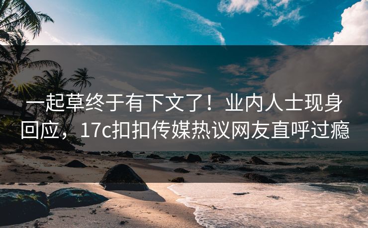 一起草终于有下文了！业内人士现身回应，17c扣扣传媒热议网友直呼过瘾