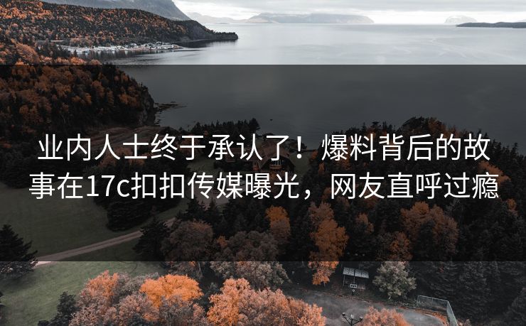 业内人士终于承认了！爆料背后的故事在17c扣扣传媒曝光，网友直呼过瘾