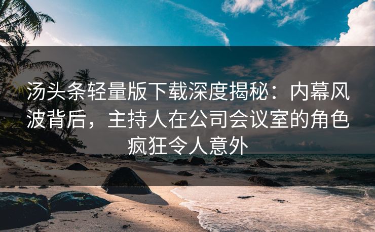汤头条轻量版下载深度揭秘：内幕风波背后，主持人在公司会议室的角色疯狂令人意外